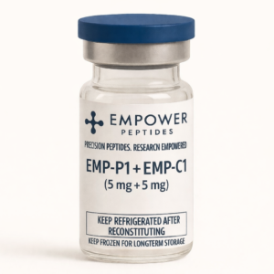 EMP-P1 and EMP-C1 research peptide pair lyophilized powder vials from Empower Peptides