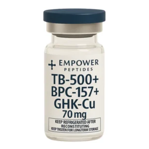 GLOW Blend research peptide blend vial studied for combined peptide signaling and cellular interaction pathway research