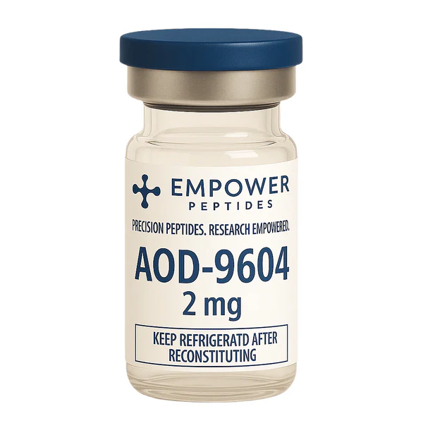 AOD9604 1 AOD-9604 research peptide vial studied for its role in growth hormone–derived peptide signaling pathway research, for in vitro laboratory use